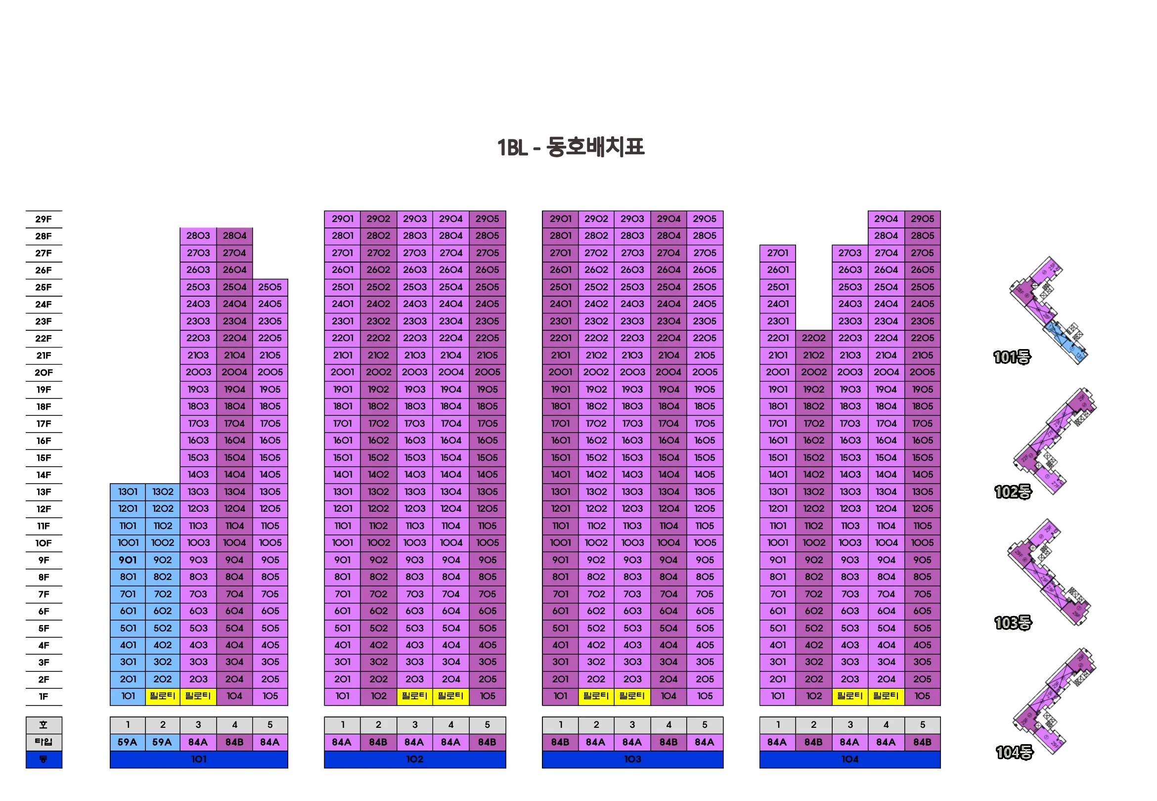 공주 반포신도시 한라-동호수배치도
